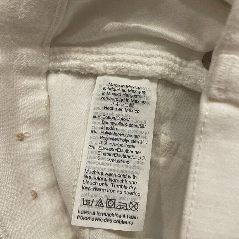 Madewell 9 Inch Mid Rise Skinny Crop Jeans Pure White Knee Rip Edition - Picture 11 of 13